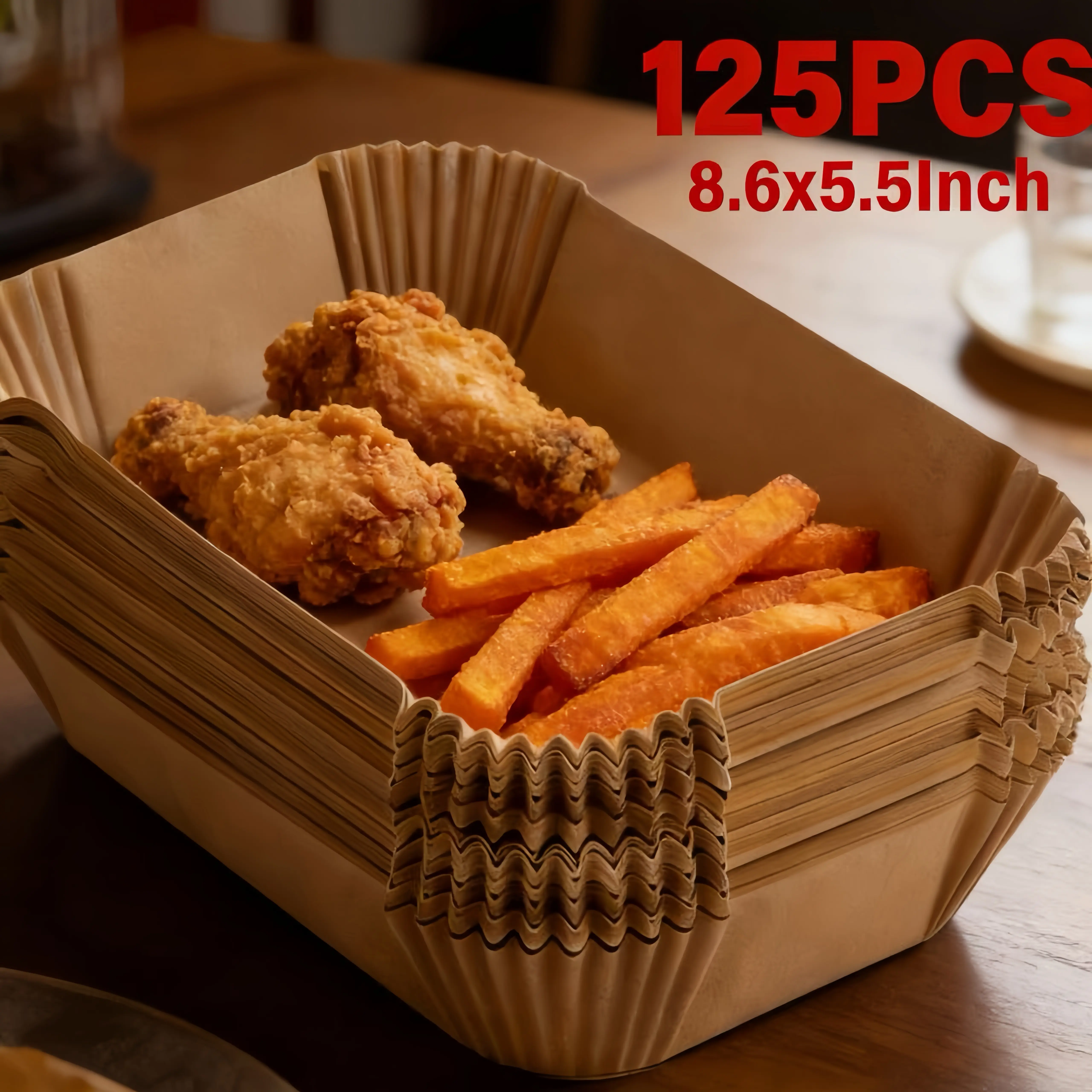 125PCS Disposable Air Fryer Liners - Oil-Proof, Water-Proof Parchment Paper for Ninja, Tower Air Fryers - Baking, Roasting Supplies with Thick Sheets, Bakeware Accessory