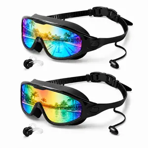 Swim Goggles 2 Pack, Audlt Swimming Goggles with Wide View Anti Fog&UV, No Leaking Swim Glasses for Men Women Kids, Summer Swimming Glasses for Seaside, Swimming Pool, Outdoors, Diving, Surfing