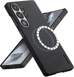 pitaka for S25 Ultra Case 6.9 Inch, Compatible with MagSafe, Slim & Light Samsung Galaxy S25 Ultra Case, 600D Aramid Fiber Made [Ultra-Slim Case - Black/Gray]