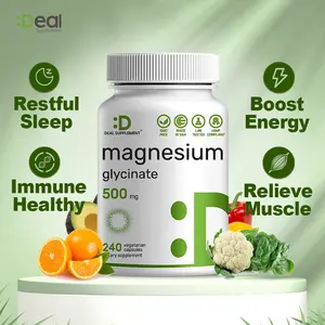 Deal Supplement Magnesium Glycinate 500mg - Support Sleep, Muscles, Nerves, Energy - Vegan, Non-GMO - 240 Capsules - Natural Fitness Digestion Vitamin - Healthy Gut Probiotics