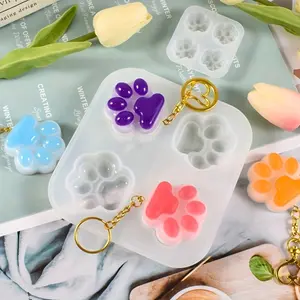 DIY silicone mold for mini cat paw pendant, suitable for casting candles, soap, resin, and gypsum