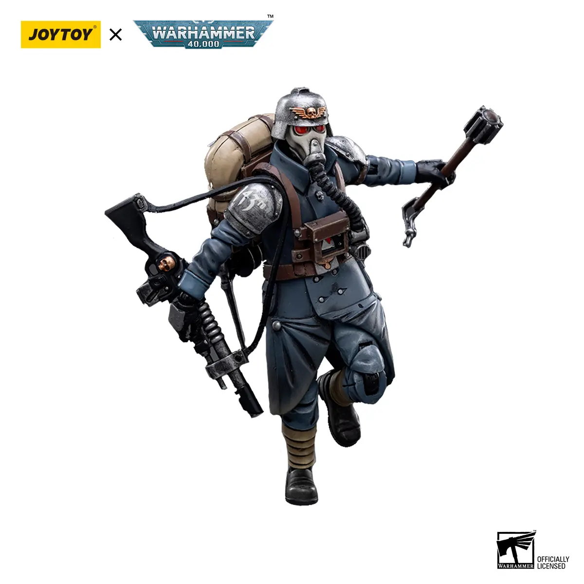 JOYTOY Warhammer 40000 1/18 Fully Articulated Action Figure, Astra Militarum Korps of Krieg Veteran Squad Guardsman JT2665 with Cleaning Accessory, Components