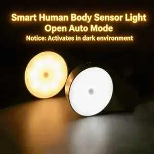 [White/Warm Light Optional] Rechargeable Magnetic Night Light, Motion Sensor Lamp, 3-6M Human Motion Sensor, Dimmable Brightness, Auto On/Off with Delay，for Bedroom, Closet, Stairs, Hallway, Nursery & Office