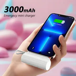 3000mah Power Bank, Mini Portable Charger with Extendable Cable, Dual USB Output, Type-C Compatible, Ideal for Travel and Emergency Use