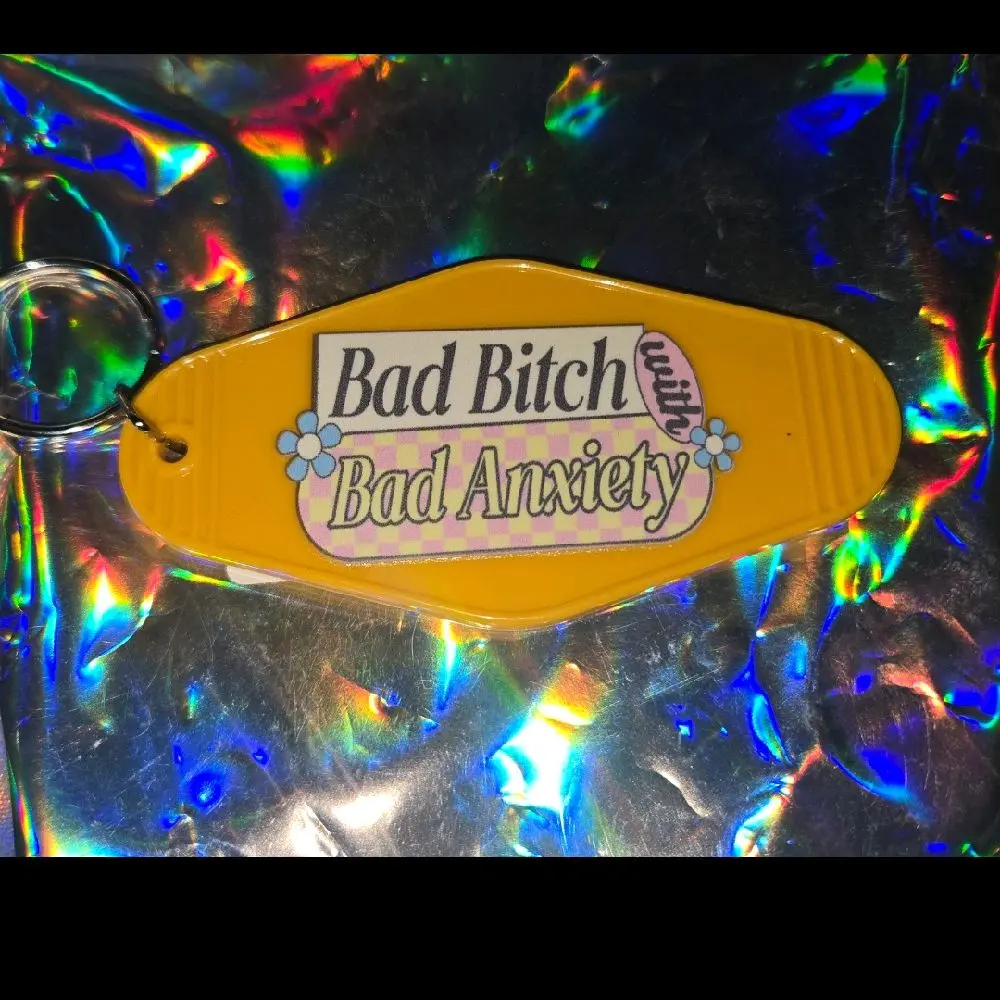 Custom Motel Keychain Handmade Acrylic "Bad  B*tch Good Weed" Unique Design for Gags & Individuality lanyard key