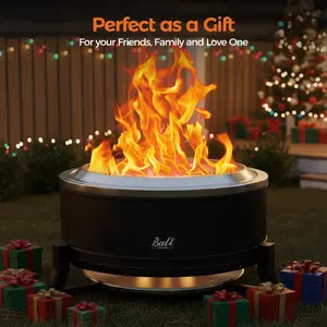 BALI OUTDOORS 22-Inch/27-inch Smokeless Wood Pellet Fire Pit with Cooking Grill – Portable Low Smoke Bonfire with Ash Pan for Outdoor Picnic, Camping, Patio, and Backyard