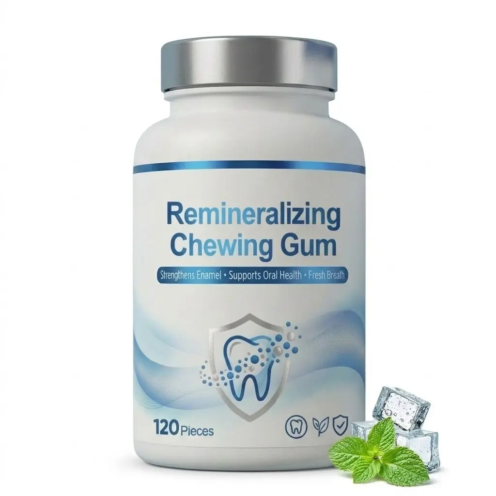 Hydroxyapatite Remineralizing Chewing Gum - 120 Pieces - Natural Mint Flavor - Enamel Repair & Strengthening - Sugar-Free - Oral Health Support & Fresh Breath - Dentist Trusted - Bottle Pack - For Work & Daily Care