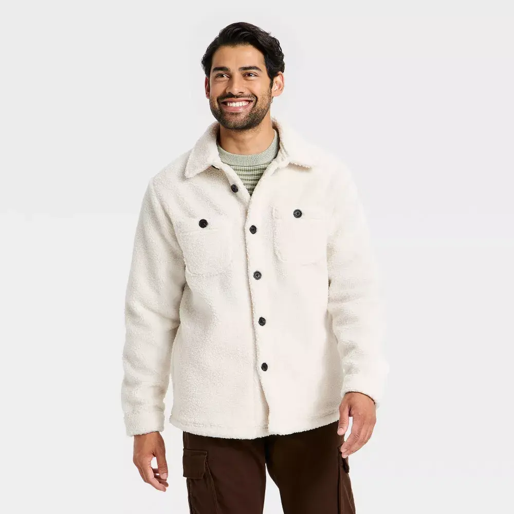 Men's Vintage High Pile Full Button Jacket - Goodfellow & Co