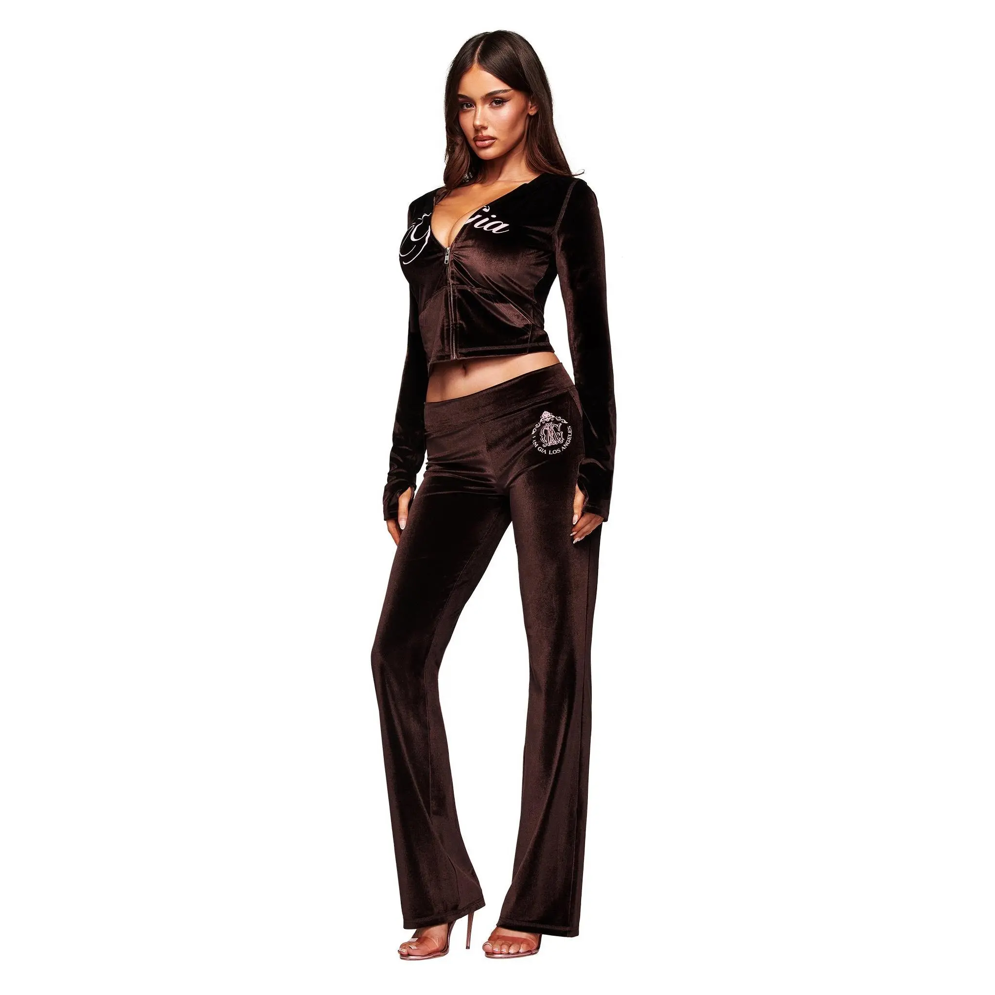 BLARE VELOUR POCKET TRACKPANT - CHOCOLATE