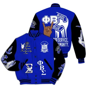 Phi Beta Sigma Varsity Jacket, Royal Blue Service Graphic Design, 1914 Fraternity Greek Life Streetwear, Trendy Outfit Gift