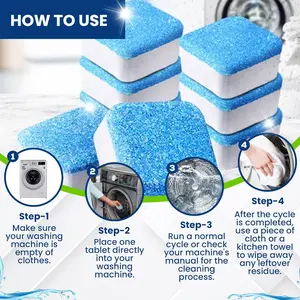 Washing Machine Cleaner Tablets 25-Pack - Deep Cleaning Washer Cleaner Tablets for Top Loader, Front Load & HE - Cleans Drum, Tub seal & other Parts Descaler & septic safe