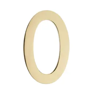 212 MAIN 5 in. Polished Brass Wall Flush Mount Metal House Number 0 Decor Sign