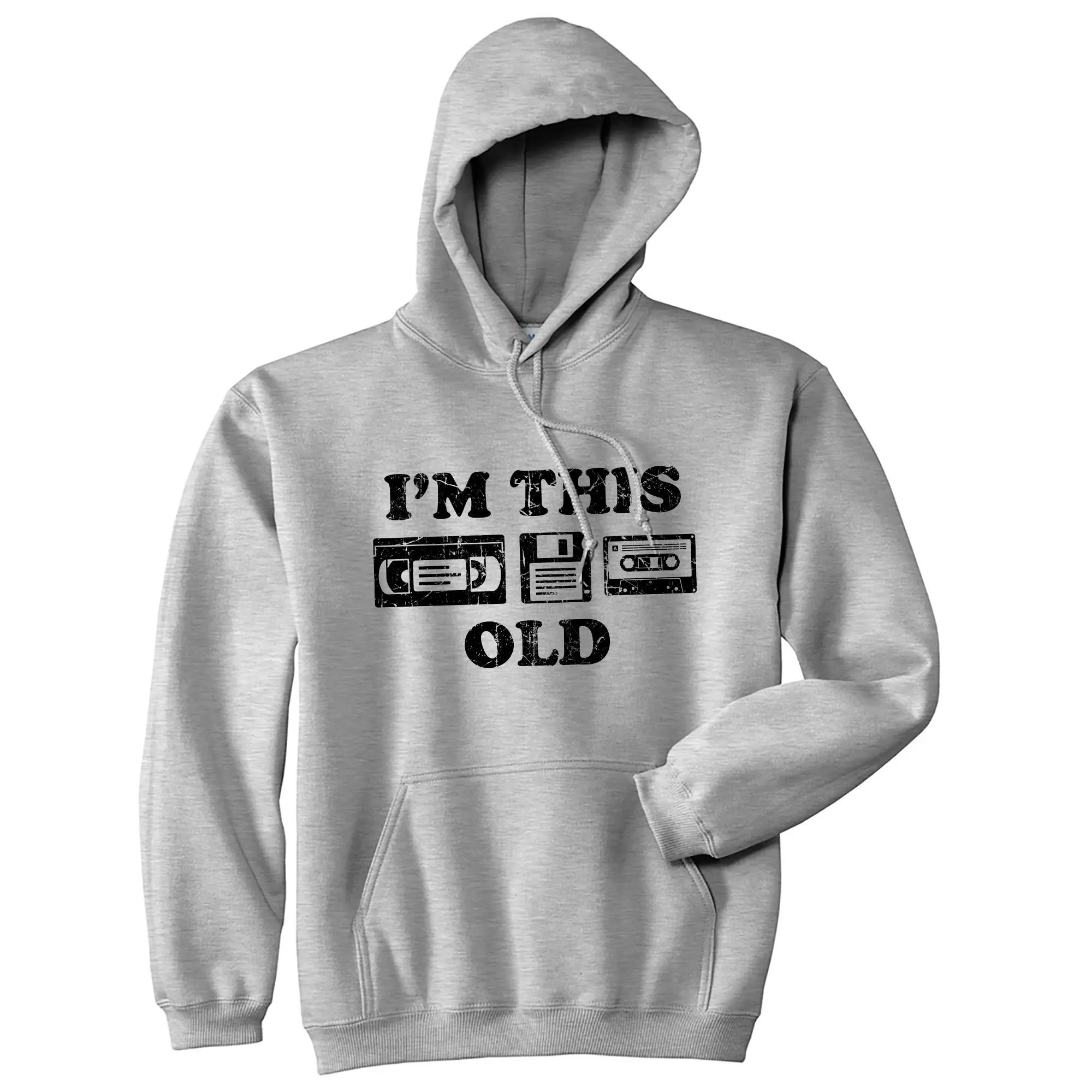 Im This Old Unisex Hoodie Funny Sarcastic Retro Video Tape Hooded Sweatshirt Unisex Vintage Fashion Hoodies Vintage Hoodie Funny Birthday Pullover Novelty Sweatshirt Light Grey