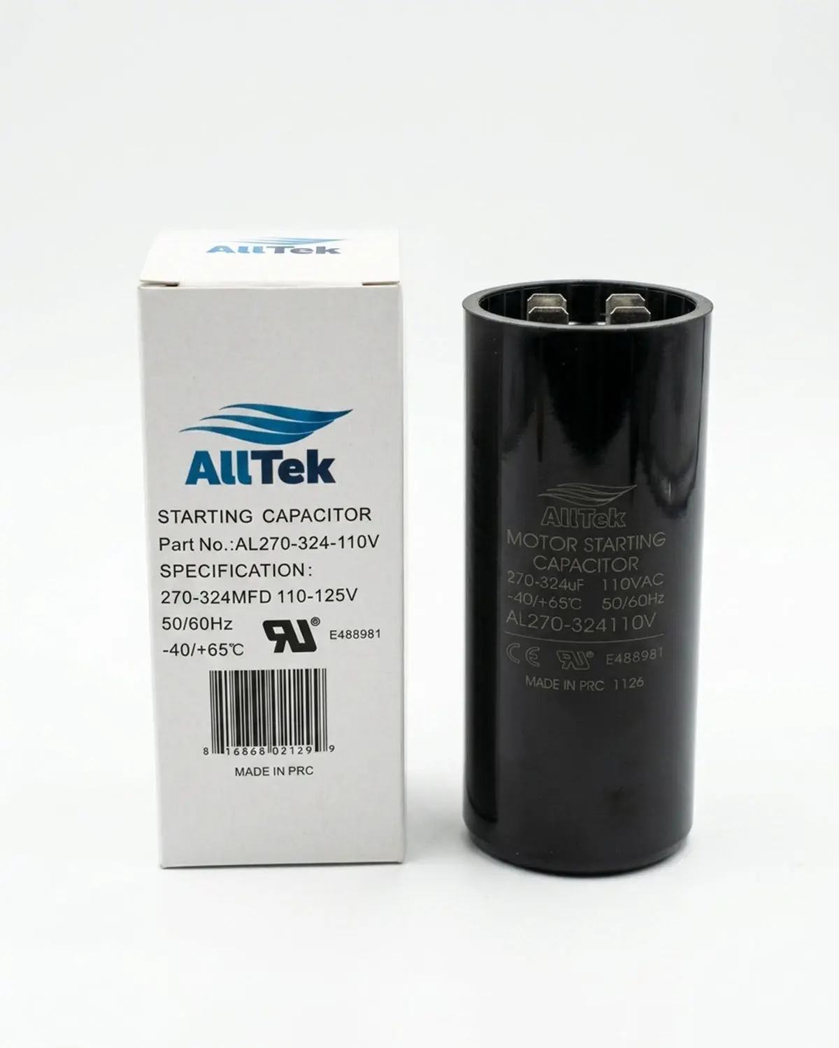 Alltek 270-324 MFD 110-125V Motor Start Capacitor UL Certified
