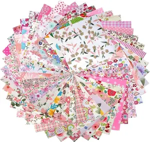 50PCS Floral Cotton Fabric Squares Random Style - Pre-Cut 5x5 Inch Pink Fabric Quilting Squares for Sewing,Charm Packs for Quilting Assorted Patterns