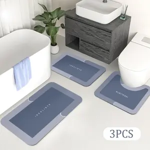 3pcs Soft Diatomaceous Earth Bath Mat Bathroom Kitchen Laundry Room Indoor Use Non Slip Absorbent Bathroom Mats Fashion Mats Bathroom Mats Create Your Own Style Clean Easy To Clean  bathroom safety mat