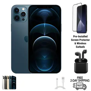 Refurbished Apple iPhone 12 Pro (Fully Unlocked) A2341 Excellent Condition Bundle with Wireless Earbuds, Screen Protector & 1 Year Warranty