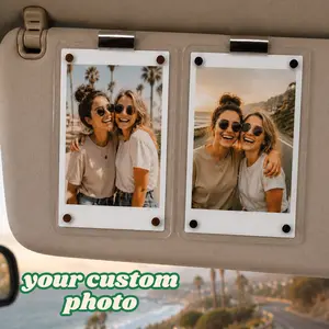 Personalized Bestie Car Visor Photo Clip,Best Friend Photo,Custom Friend Clear Acrylic Magnetic Car Photo Holder, Horizontal & Vertical Photo Car Sun Visor Picture Frame
