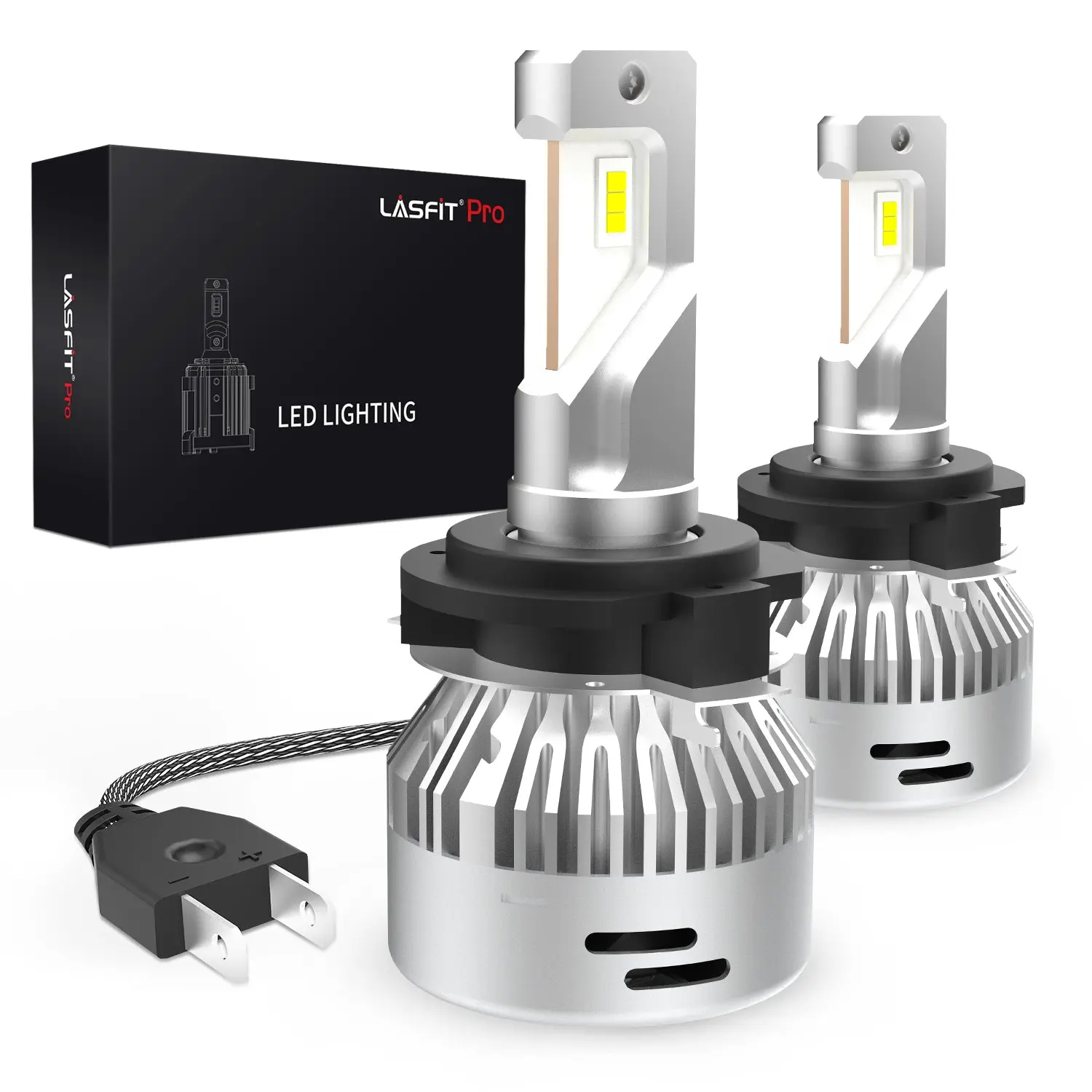 Lasfit Pro Series H7 LED Headlight Bulbs with Retainer Adapter, Compatible Front LED Lights for Volkswagen, BMW (2 Bulbs), Led Headlight Bulb