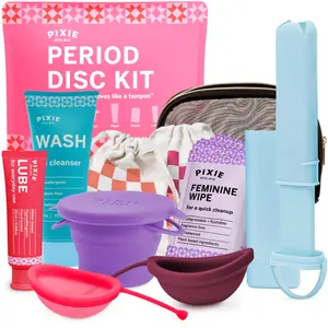 Pixie Menstrual Disc Kit for Feminine Care - Pixie Discs are Designed to Remove Like Tampons - 100% Medical-Grade Silicone - Best Period Disc Starter Kit - Proven to Become A Successful Disc User