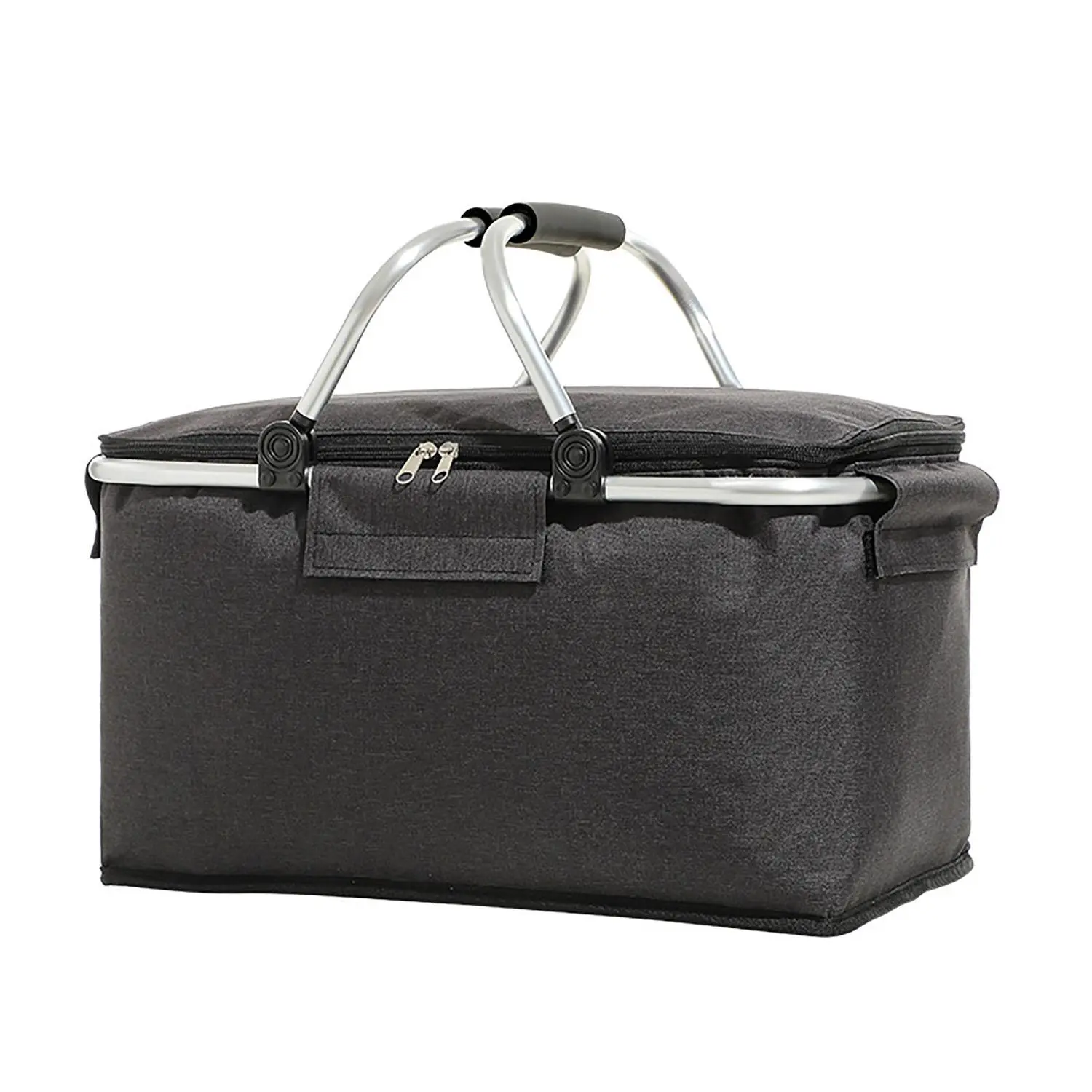 Collapsible Insulated Picnic Basket, Portable Large Capacity Storage Basket with Handle, Outdoor Insulated Picnic Basket for Camping & Hiking