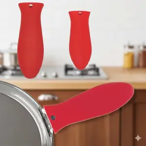 Universal Heat Resistant Handle Cover - Non-Slip, Heatproof, Anti-Scalding for Frying Pans, Pots, Skillets. Oil & Mold Resistant. Ideal for Kitchen, Cooking, BBQ, Camping. Multipurpose Safety Grip Protector.