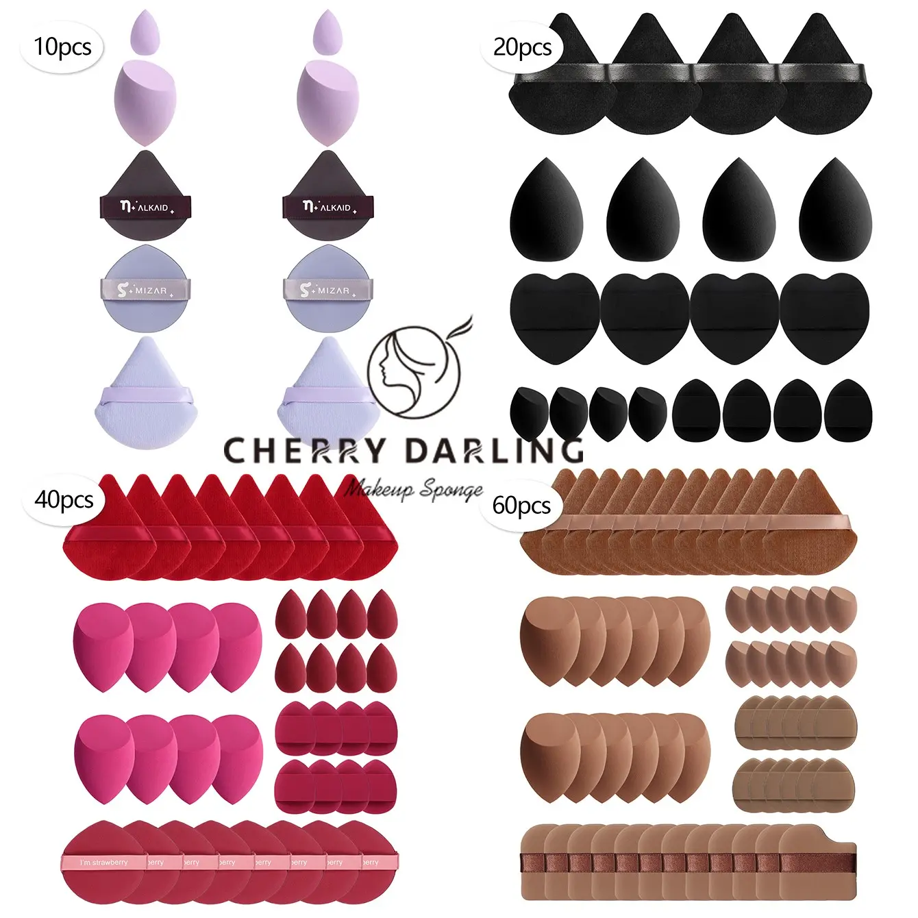 10/20/40/60pcs Multi-Functional Makeup Sponges, Makeup Blender, Latex-Free Wet and Dry Beauty Blending Tools for Flawless Foundation, Suitable for All Skin Types
