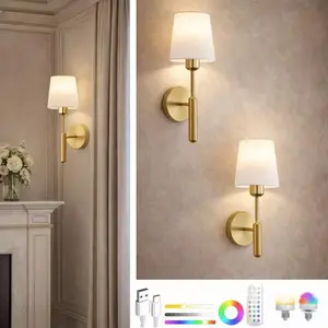 Rechargeable Wall Lights, Gold/, Remote Control, Adjustable Light Temperature, Battery-Powered Non-Hardwired Design, Rechargeable Wall Sconces