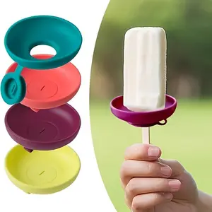 2pcs Silicone Ice Cream Holder Stand Set, Summer Popsicle Holder, Leak-Proof Cone Support with Drip Guard, Portable Youngsters's Ice Pop Mold Tray with Carrying Cases for On-The-Go Snacks - Dishwasher Safe