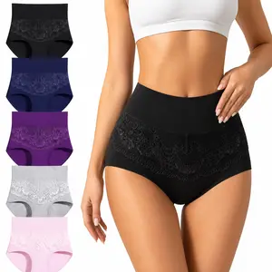Women's High-Waisted Cotton Lady Panties, 5-Pack Basic Compression Panty with Tummy Control & Hip Support, Full Coverage, Elastic Leg Bands, Soft Breathable Fabric, Postpartum Summer Wear, Assorted Colors, Dress-Friendly Sexy Fit period underwear outdoorf