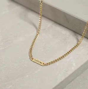 Personalized Bar Cuban Link Necklace
