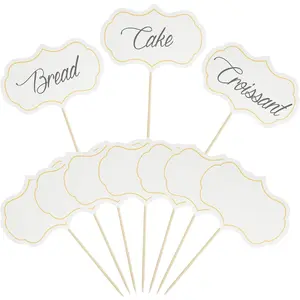 24 Pieces White Cheese Markers Charcuterie Boards Accessories Blank Toothpick Flags Food Labels Chalkboard Cupcake Toppers for Wedding Birthday Party Buffet Decor