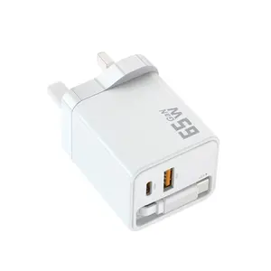 With Retractable Wall Charger GaN 65W PD Fast USB C Charger