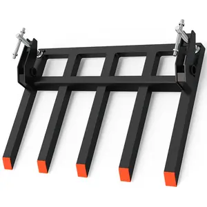 Heavy-Duty Clamp-On Pallet Forks for 48" Loader Bucket – 2500 lbs Capacity – Double Nuts – Quick Attach Debris Forks Attachment for Tractors and Skid Steers – Perfect for Yard Waste and Limb Removal