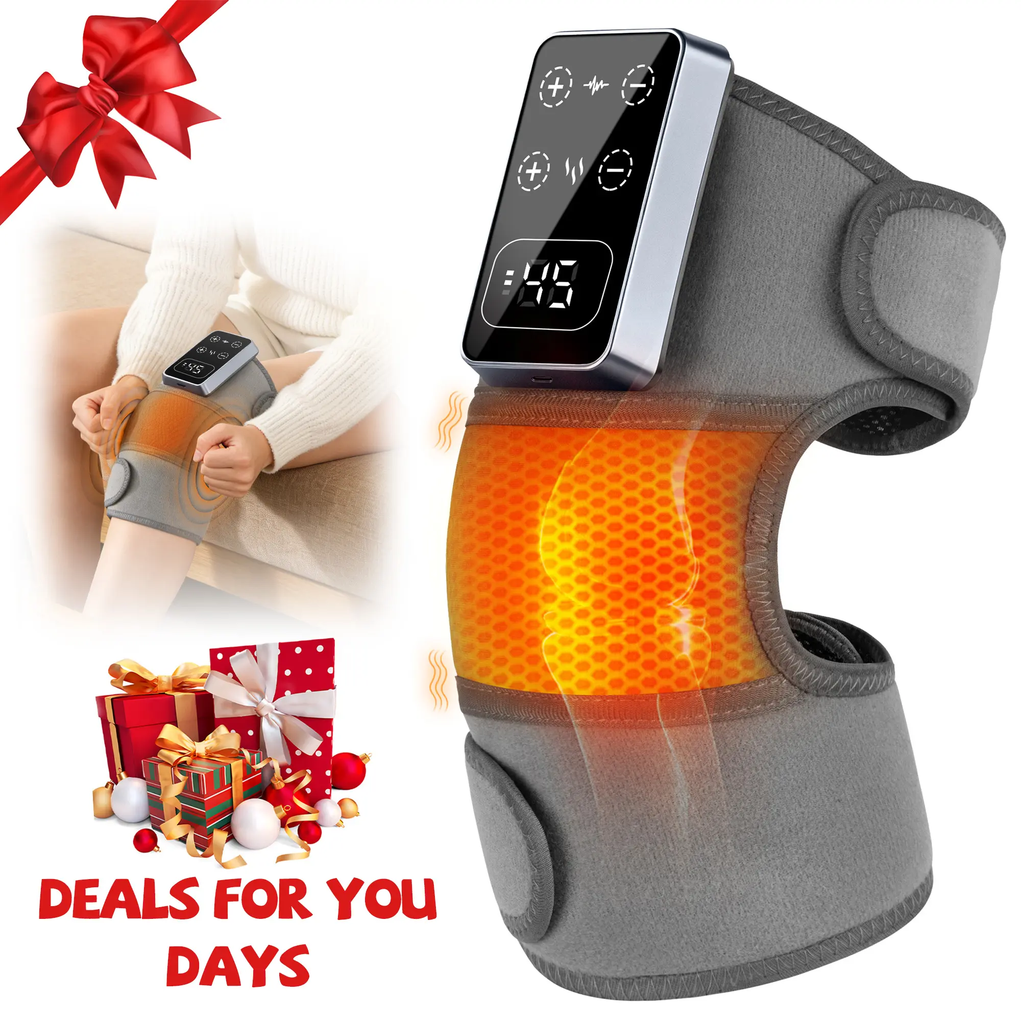 Portable Comfort Electric Cordless Knee Massager，Electric Heated Knee Brace, 5 Heat Levels & 3 Massage Modes, Personal Care Appliances，Gifts for Men and Women,back to school,back to school haul