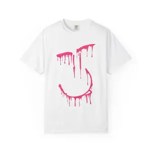 Dripping Pink Smile T-shirt | Graffiti Drip Smile Tee