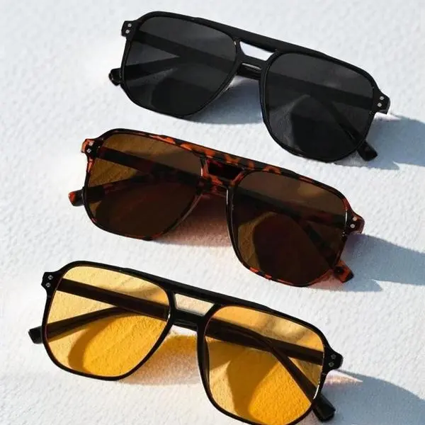 3 pcs Trendy Lightweight Sunglasses for Men Women Classic Square Sun Glasses with UV Protection for Fishing Golf Driving