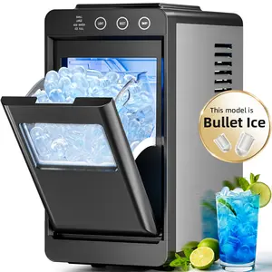 Antarctic Star Countertop Ice Maker with LED control, Selectable S/L Ice Size, 26.5 lbs/24Hrs, 8 Ice Cubes in 6 Mins, Auto-Cleaning, Portable with Ice Basket & Scoop for Home/Kitchen/Camping/RV