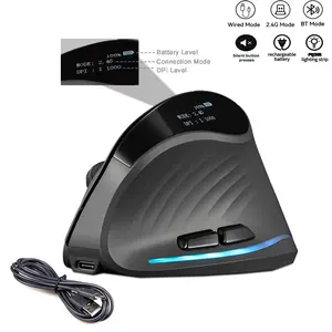 Jomaa Ergonomic Bluetooth-compatible & 2.4g Dual Mode Wireless Vertical Mouse, Adjustable Function Knob, Rechargeable 2400 Dpi, PC/laptop/desktop