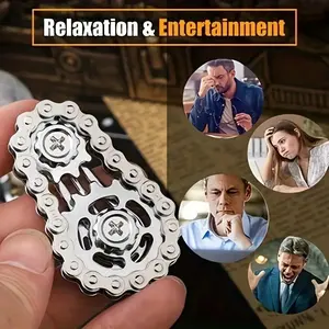 Finger Gyroscope Rotating Gear, Bicycle Chain Design, Blue Holographic Effect, Office Relaxation Toy, Stress Relieving Accessory, Perfect Father's Day Gift, Stress Relief Fidget