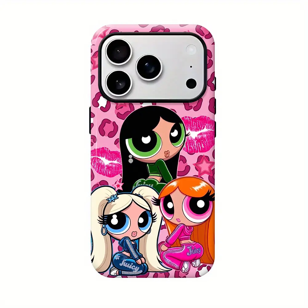 Y2K Cute Trio Hero Anime Phone Case For iPhone17 16 15 14 13 12 11 Pro Max XS XR, 90s Nostalgia Pastel Super Heroines Merch