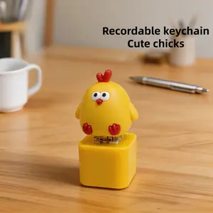 Yellow cock Keychain, Recordable keychain,summervibes, press sound keychain Toy,USB Rechargeable,Interesting&Thoughtful gifts