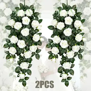 High-End Artificial Hanging Rose Flower Decor Set, Realistic Hanging Drapery, Wall Decoration for Home Patio Room Garden Wedding Spring