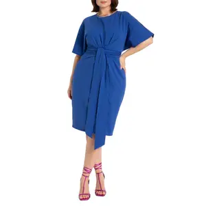 ELOQUII Women's Plus Size Cross Front Flutter Sleeve Dress
