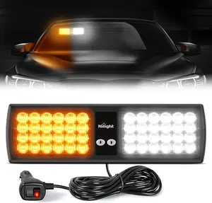 Nilight Amber White 48LED Visor Strobe Lights Interior Windshield Lights Super Bright LED Strobe Lights