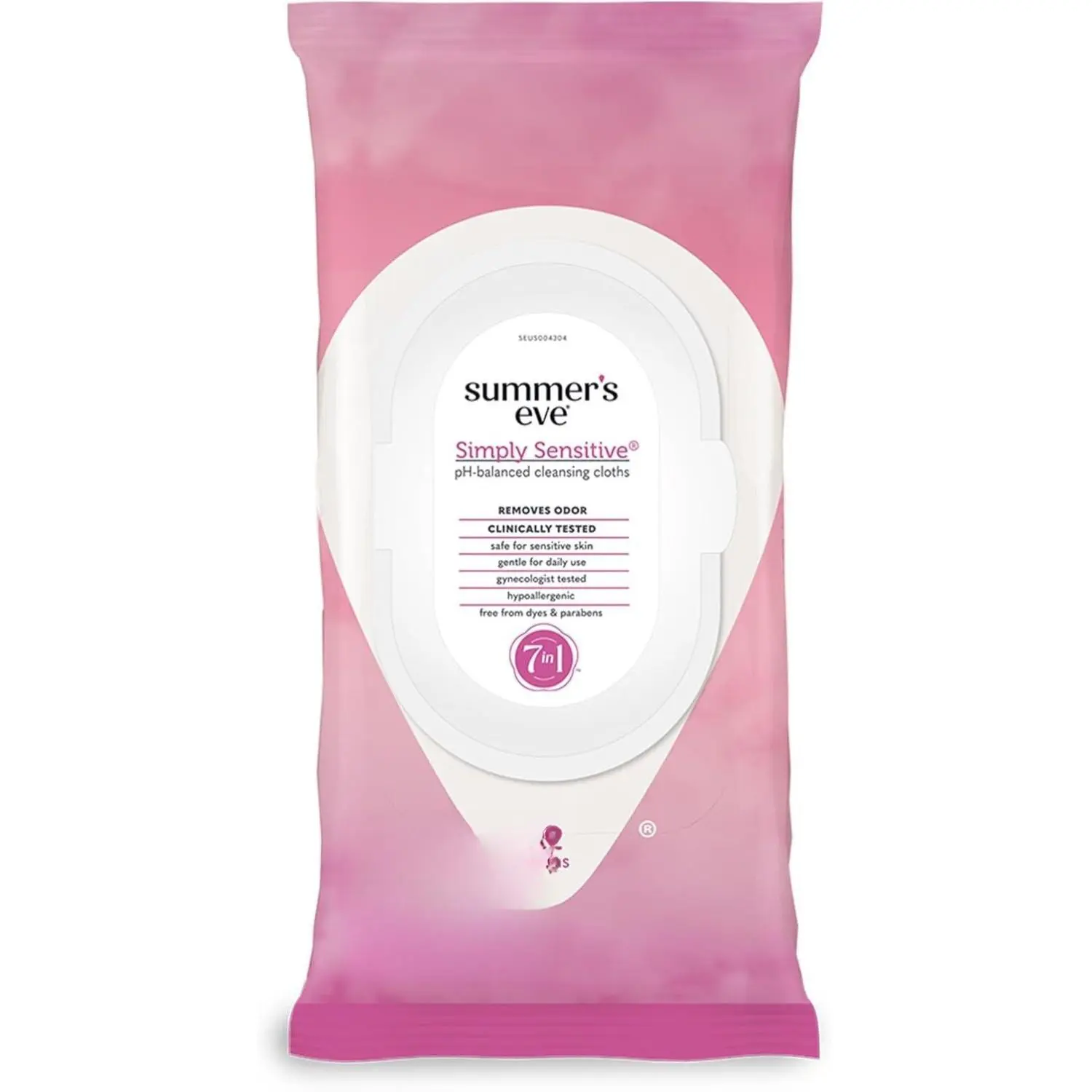 Summer's Eve Simply Sensitive Daily Gentle Feminine Wipes, pH Balanced, 32 Count, Clinically Tested, Dye & Paraben-Free, Gynecologist Tested, Hypoallergenic Cleanser with Floral Scent, Micellar Formula, Moisture-Locking Non-Toxic Intimate Washes & Wipes