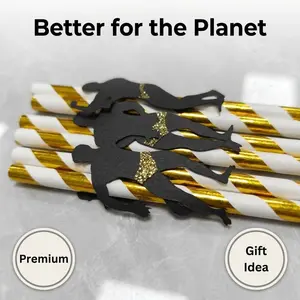 4pcs wedding party paper straw bodybuilder card straw disposable degradable dessert decoration straw-suitable for multiple scenes