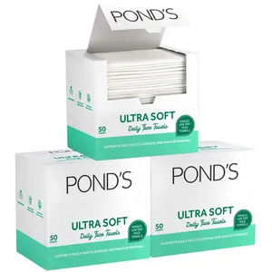 POND’S Ultra Soft Daily Face Towels, Single-Use 3-Pack (50 Per Box)