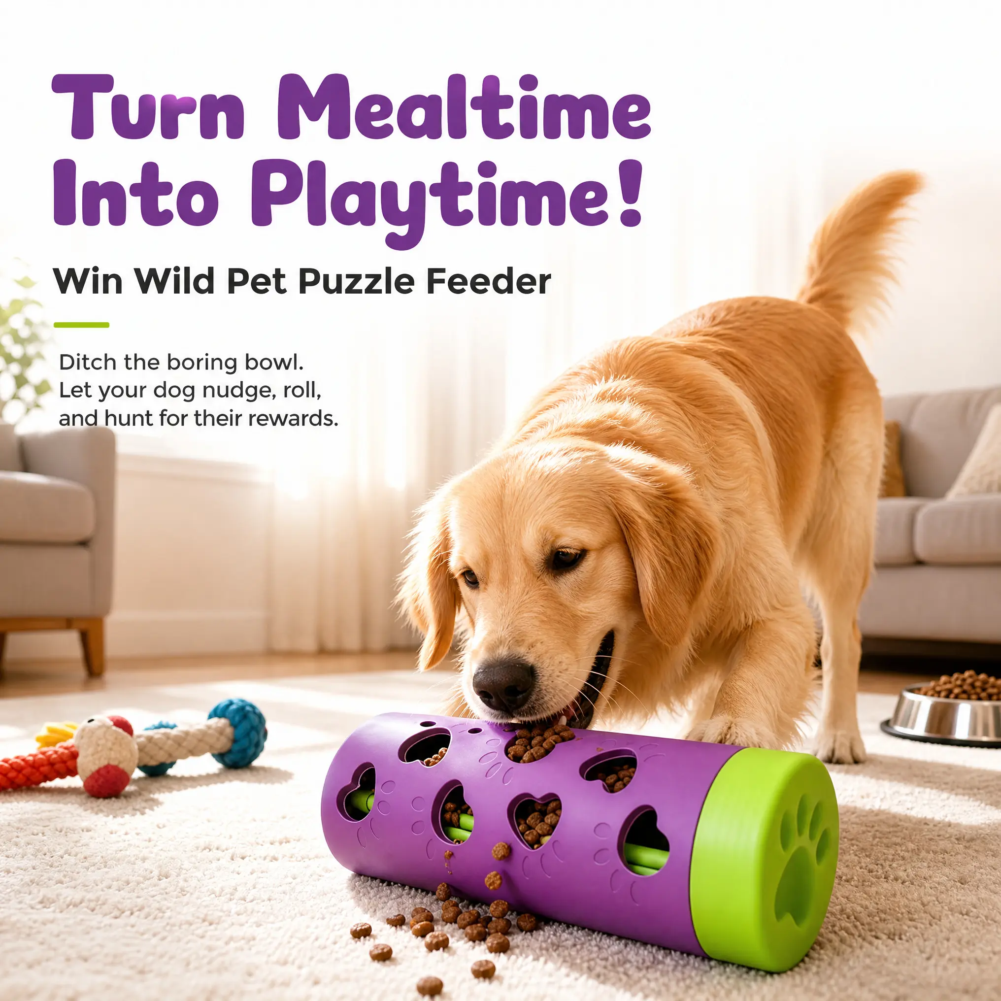 Pet Puzzle Feeder Toy, Interactive Treat Dispenser for Dogs & Cats, Slow Feeder Enrichment Toy with Food Dispensing Design, Boredom Relief Interactive Pet Toy