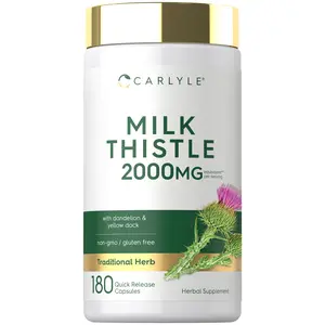 Carlyle Milk Thistle 2000mg | 180 Capsules | with Dandelion & Yellow Dock | Non-GMO, Gluten Free